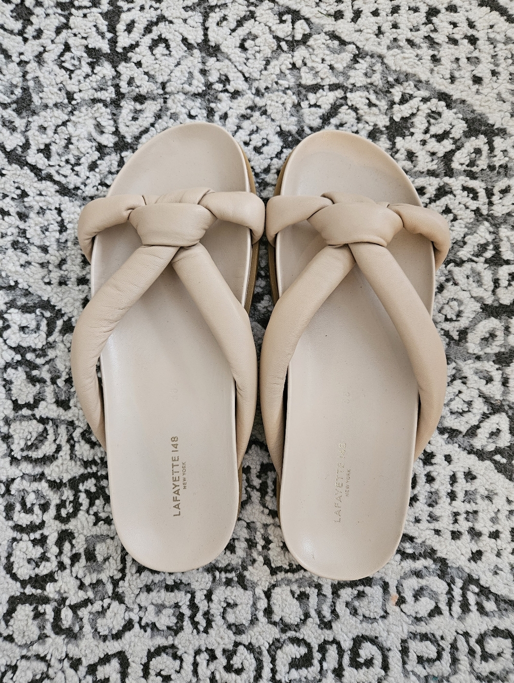 Lafayette 148 New York Honore Slide Sandals In Beige Size 38.5